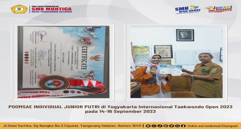 SMK Muhammadiyah 3 Tangsel Juara 3 di kejuaraan Taekwondo Internasional